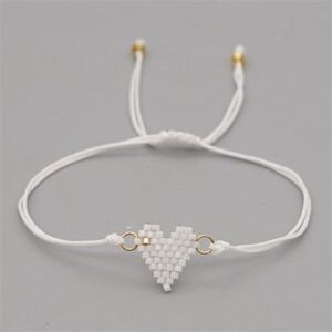 Miyuki Delica White Heart Shaped Seed Bead Bracelet